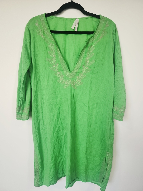 Old Navy Tops - Old Navy Lime Green Embroidered V-Neck Tunic